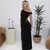Imagem do Plissado ombro inclinado maxi vestido feminino elegante sem mangas cintura alta
