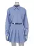 Fatos de saia listrada azul para mulheres, manga longa, tops de botões, saias p - comprar online
