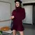 Inverno saia de malha ternos feminino vinho vermelho gola alta manga longa camis na internet
