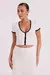 Malha Patchwork Crop Top e saias longas A-Line para mulheres, terno combinando,
