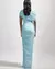 Irregular xale azul plissado vestido longo moda feminina magro vestidos 2025 sen na internet