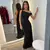 Plissado ombro inclinado maxi vestido feminino elegante sem mangas cintura alta - Bela Essência