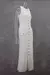 Bolsos falsos de peito único feminino, vestido longo de malha, moda gola O, ves