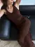 Verão sem mangas malhas vestido longo para mulheres magro elegante moda férias - loja online