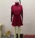 Inverno saia de malha ternos feminino vinho vermelho gola alta manga longa camis - Bela Essência