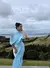 Irregular xale azul plissado vestido longo moda feminina magro vestidos 2025 sen - comprar online