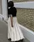 Elegante listrado borla saia de malha feminina inverno outono elástico saias de