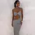 Moda halter pescoço saia longa terno feminino sem costas estilingue topo rendas - comprar online
