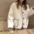 Jaqueta Feminina de Pele de Cordeiro - Estilo Coreano Oversized - loja online