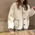 Jaqueta Feminina de Pele de Cordeiro - Estilo Coreano Oversized - loja online