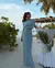 Irregular xale azul plissado vestido longo moda feminina magro vestidos 2025 sen - Bela Essência
