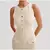 Imagem do Bolsos falsos de peito único feminino, vestido longo de malha, moda gola O, ves