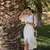 Elegante vestido branco bordado feminino chique lapela manga longa cintura alta