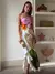 Vestido Longo Estampado com Gola Assimétrica - Elegância Moderna Feminina