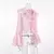 Solto doce rosa camisa feminina 2025 verão moda com decote em v camisas de mang na internet