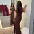 Plissado ombro inclinado maxi vestido feminino elegante sem mangas cintura alta na internet