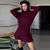 Inverno saia de malha ternos feminino vinho vermelho gola alta manga longa camis - loja online