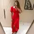 Vestido feminino de malha de peito único, lapela elegante, manga curta, oco, ve na internet