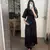 Vestidos de retalhos de malha feminina 2025 moda em torno do pescoço plissado f