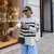 Pulôver listrado casual oversized feminino de malha básica outono inverno solt na internet