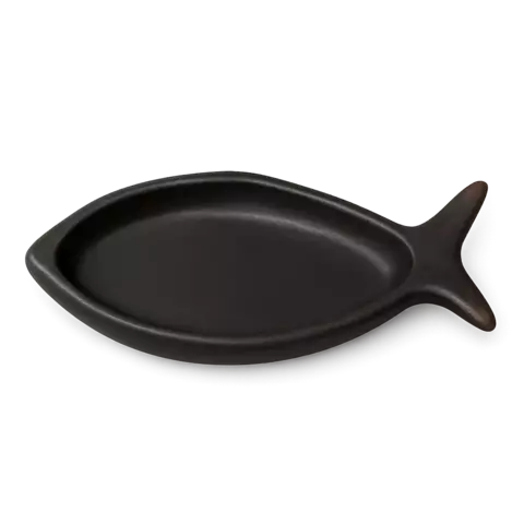 Plato negro con forma de pez de 30 cm para servir ceviche