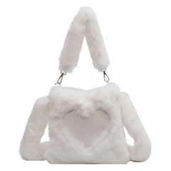 Bolsa de Ombro de Pelúcia – Estilo Inverno com Alça de Corrente - jowlife