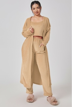 Conjunto Feminino 3 Peças – Top + Calça + Cardigan Longo - jowlife