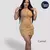 Modelo luciendo conjunto falda short con blusa M022 en color camel ajustado al cuerpo, ideal para uso casual o salidas
