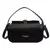 Bolsa feminina de ombro crossbody preta com detalhes em dourado.