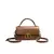 Bolsa feminina pequena marrom em couro sintético, com alça de mão, alça tiracolo removível e fecho dourado com fivela dupla. Modelo estruturado e elegante.