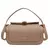 Bolsa feminina de ombro crossbody de couro sintético bege com fechamento dourado