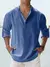 Camisa de linho de algodão leve manga longa casual