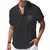 Camisa masculina casual gola alta verão cor sólida manga curta