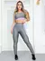 Conjunto Fitness Feminino Recorte Colorido com Calça Legging e Cropped sem Bojo