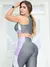 Conjunto Fitness Feminino Recorte Colorido com Calça Legging e Cropped sem Bojo na internet