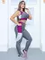 Conjunto Fitness Feminino Recorte Colorido com Calça Legging e Cropped sem Bojo