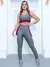 Conjunto Fitness Feminino Recorte Colorido com Calça Legging e Cropped sem Bojo - OutletZone10