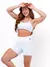 Conjunto Fitness Top Alça e Short Legging Blackout Cós Alto Feminino Liso Básico Academia Zero Transparência - Roxo - loja online