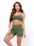 Conjunto Fitness Top Alça e Short Legging Blackout Cós Alto Feminino Liso Básico Academia Zero Transparência - Roxo - comprar online