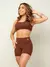 Conjunto Fitness Top Alça e Short Legging Blackout Cós Alto Feminino Liso Básico Academia Zero Transparência - Roxo