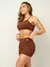 Conjunto Fitness Top Alça e Short Legging Blackout Cós Alto Feminino Liso Básico Academia Zero Transparência - Roxo - comprar online