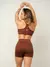 Conjunto Fitness Top Alça e Short Legging Blackout Cós Alto Feminino Liso Básico Academia Zero Transparência - Roxo