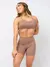Imagem do Conjunto Fitness Top Alça e Short Legging Blackout Cós Alto Feminino Liso Básico Academia Zero Transparência - Roxo