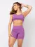 Conjunto Fitness Top Alça e Short Legging Blackout Cós Alto Feminino Liso Básico Academia Zero Transparência - Roxo