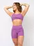 Imagem do Conjunto Fitness Top Alça e Short Legging Blackout Cós Alto Feminino Liso Básico Academia Zero Transparência - Roxo