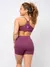 Conjunto Fitness Top Alça e Short Legging Blackout Cós Alto Feminino Liso Básico Academia Zero Transparência - Roxo - comprar online
