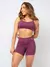 Conjunto Fitness Top Alça e Short Legging Blackout Cós Alto Feminino Liso Básico Academia Zero Transparência - Roxo na internet