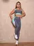 Imagem do Conjunto Fitness Feminino Recorte Colorido com Calça Legging e Cropped sem Bojo