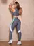 Imagem do Conjunto Fitness Feminino Recorte Colorido com Calça Legging e Cropped sem Bojo
