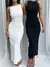 Sexy feminino vestido longo ruched sem mangas magro sólido verão festa volta s - loja online